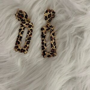 NEW Leopard Pattern Geometric Drop Earrings
